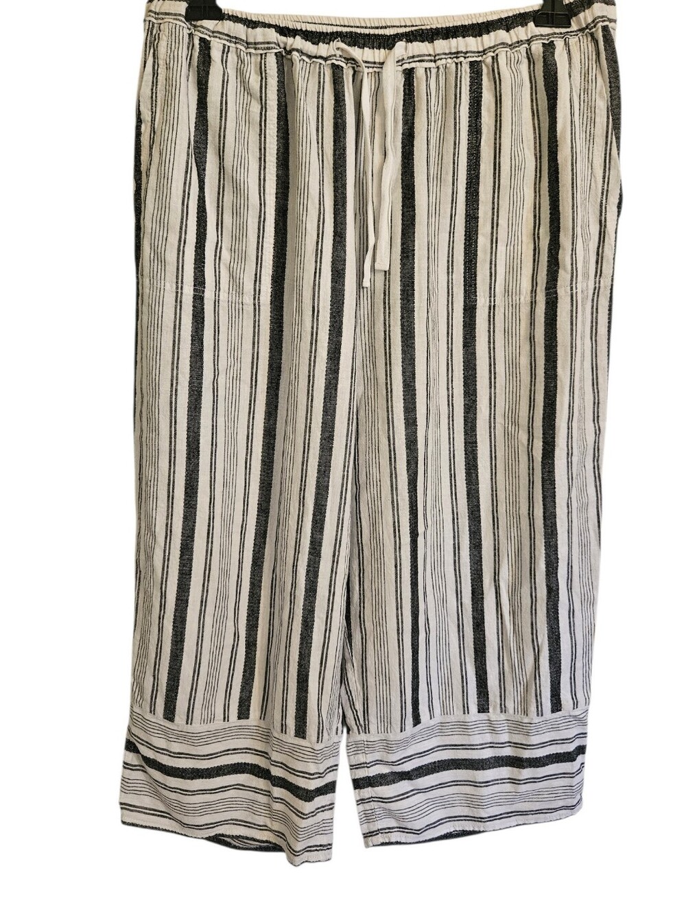Casa Cabana Linen Blend Striped Crop Pants Sz XL